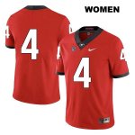 Women's Georgia Bulldogs NCAA #4 Nolan Smith Nike Stitched Red Legend Authentic No Name College Football Jersey FYM3254EF